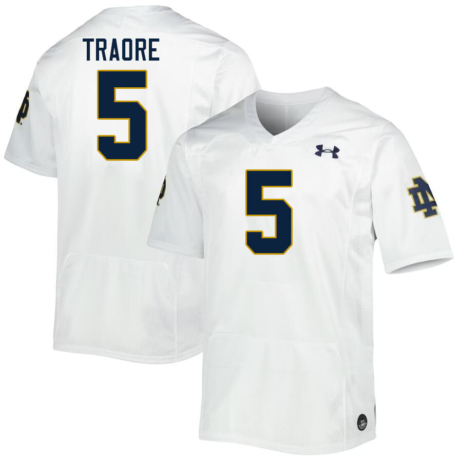 Men #5 Boubacar Traore Notre Dame Fighting Irish College Football Jerseys Stitched-White